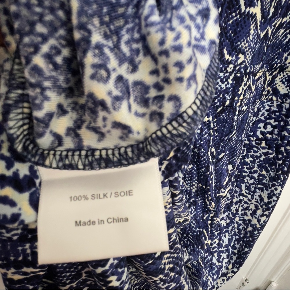 Tory Burch Blue Snakeskin Print Silk Sleeveless Sheath Dress Women’s XL NWOT - Picture 5 of 6